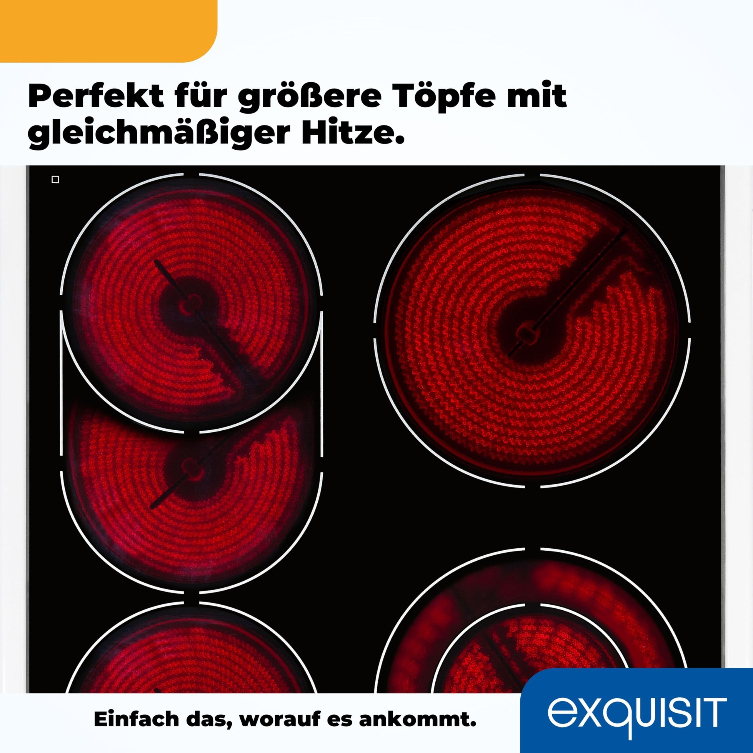 Exquisit Standherd 50 cm Elektroherd freistehend Glaskeramik-Kochfeld 2-Kreis-Bräterzone Backofen Umluft 46 Liter Energieklasse A Weiß