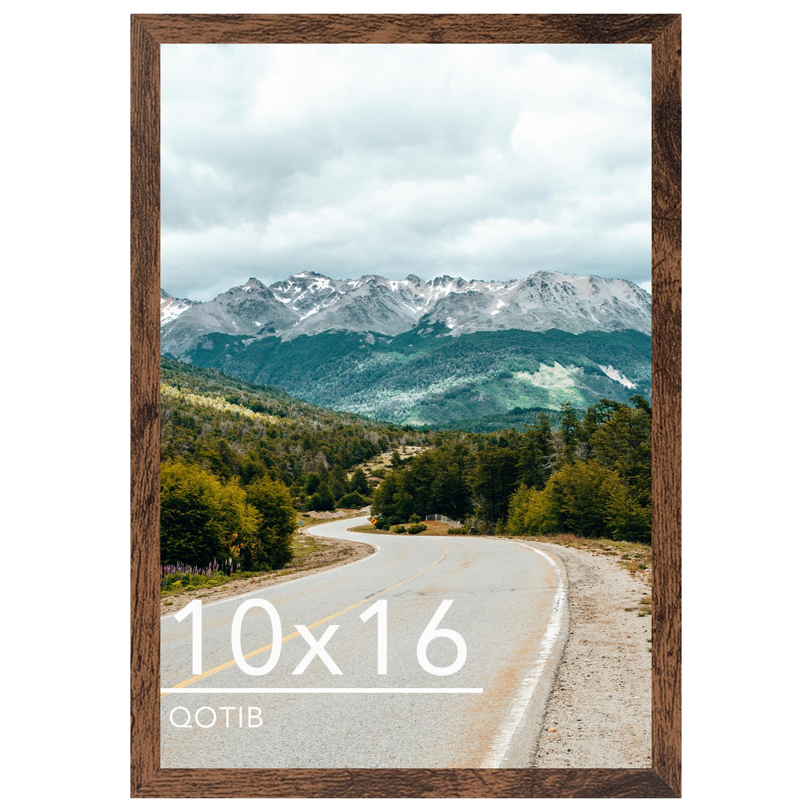 QOTIB 10x16 Picture Frame Deep Brown for Wall Hanging, Wood 10 x 16 Frame Photo Frame for Wall Horizontally or Vertically, Deep Brown, 1 Pack โ image 1