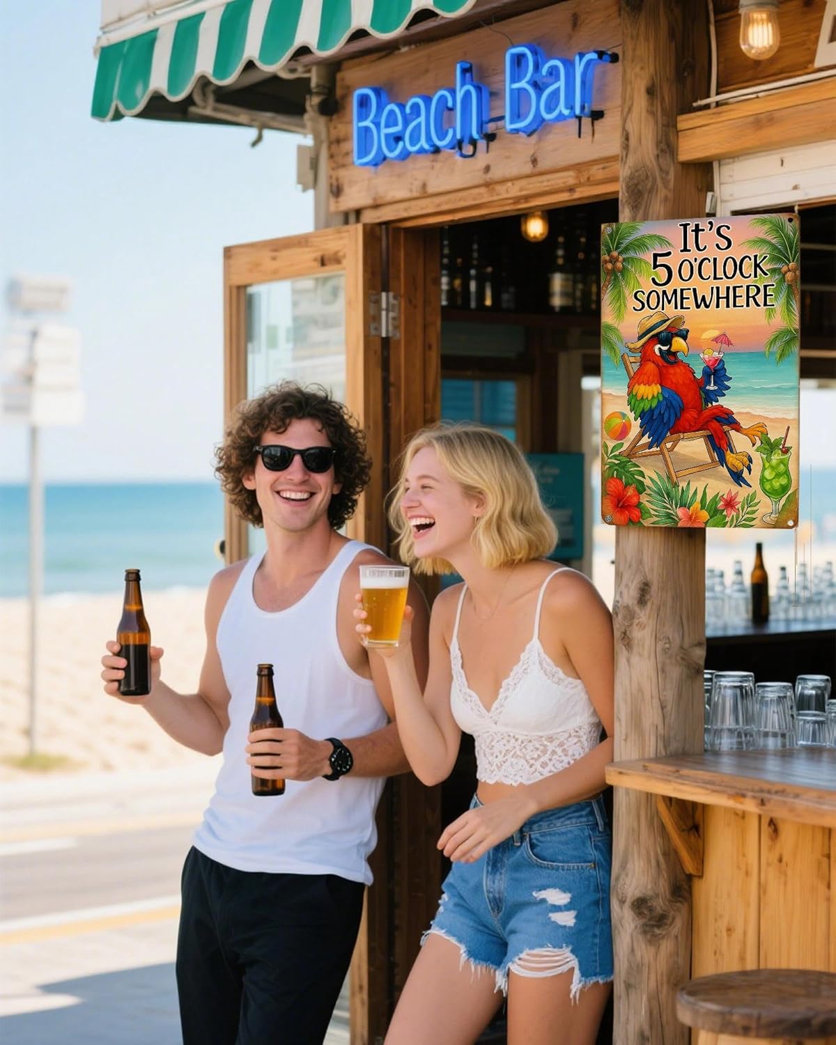 It's 5 O'Clock Somewhere Sign - Funny Parrot Vintage Decor for Tiki Bar, Beach House, Patio & Outdoor, 8x12 Inch Rust-Proof Aluminum Metal Sign, UV Printed Fade-Resistant Wall Art (8" x 12") - Image 7