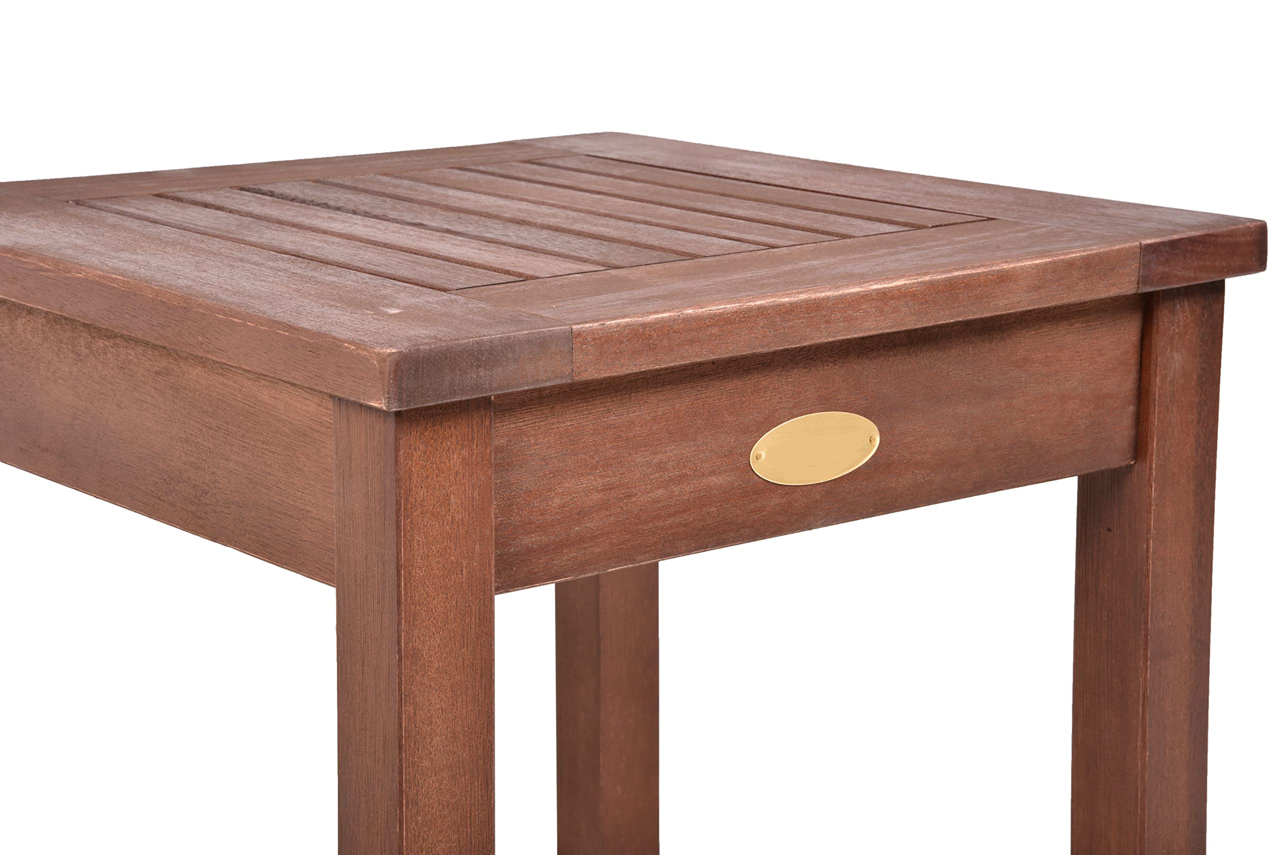 Tavolino da giardino in legno di eucalipto, 40 cm, colore: marrone scuro, piccolo tavolo da giardino in legno massiccio, tavolo per balcone, terrazza, giardino, fiori e piante