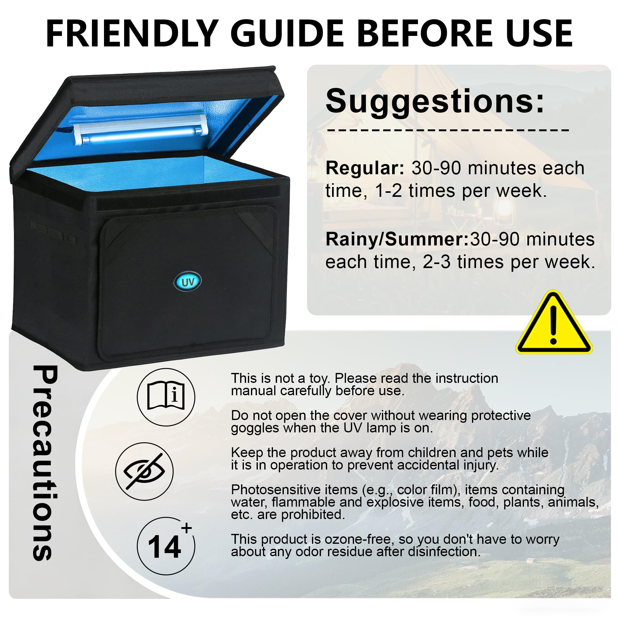 Caja desinfectante UV grande, máquina de desinfección y limpieza portátil de 36 litros con temporizador de 3 niveles, caja de limpieza UV plegable para uso doméstico como teléfono, toalla