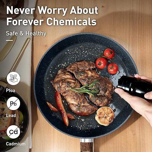 Miniatura 3 de DisDelight - Juego de ollas y sartenes de inducción antiadherentes, antiadherentes de granito para cocina, sartenes azules, sin PFOA ni PFOS