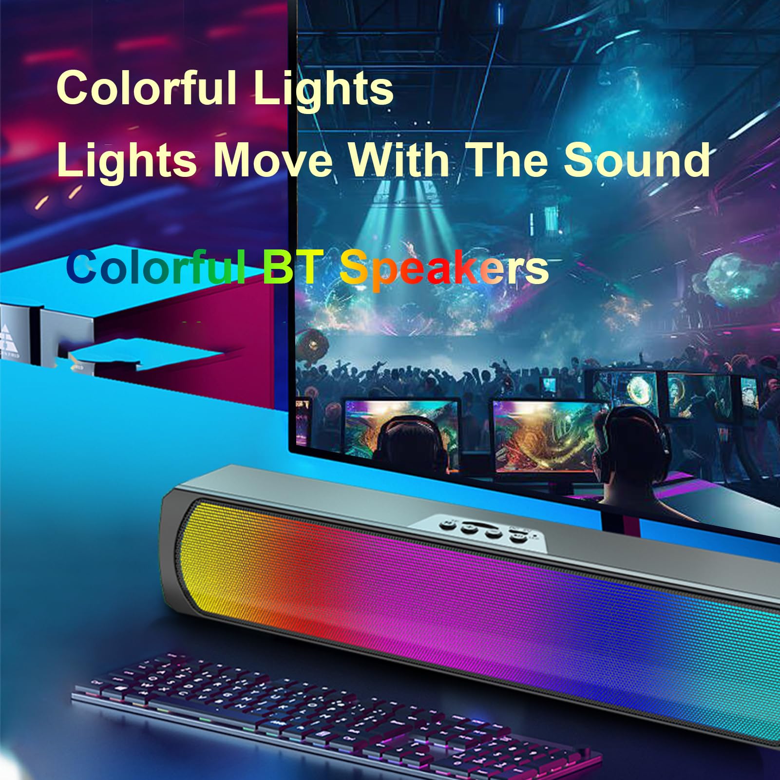 Altoparlanti wireless per PC con luci LED continue Soundbar Stereo