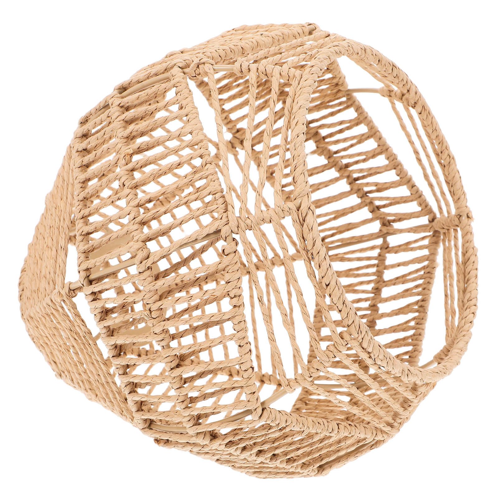 Tofficu Handwoven Paper Rope Lampshade Vintage Pendant Light Shade Rustic Decorative Light Cover for Bedroom Hanging Fixture Living Room Table Lamp