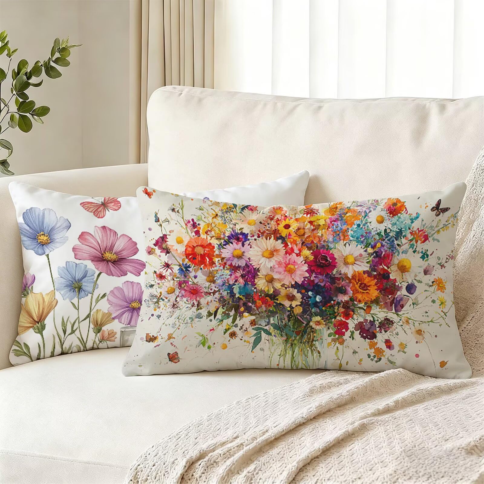 Housse coussin exterieur impermeable fleur pour canape jardin