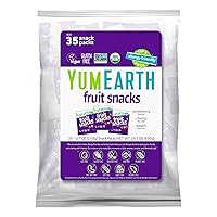 Vista 1 de YumEarth Snacks de frutas orgánicas (paquete de 35) – Paquetes de aperitivos de 0.7 onzas, aptas para alérgicos, sin gluten, sin OMG, sin tintes