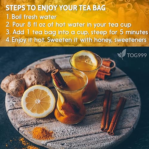 Miniatura 7 de 60 bolsas de té cúrcuma, jengibre, té de canela, 100% natural, mezcla hecha a mano de cúrcuma, jengibre y canela. Antiinflamatoria. Bolsas de té