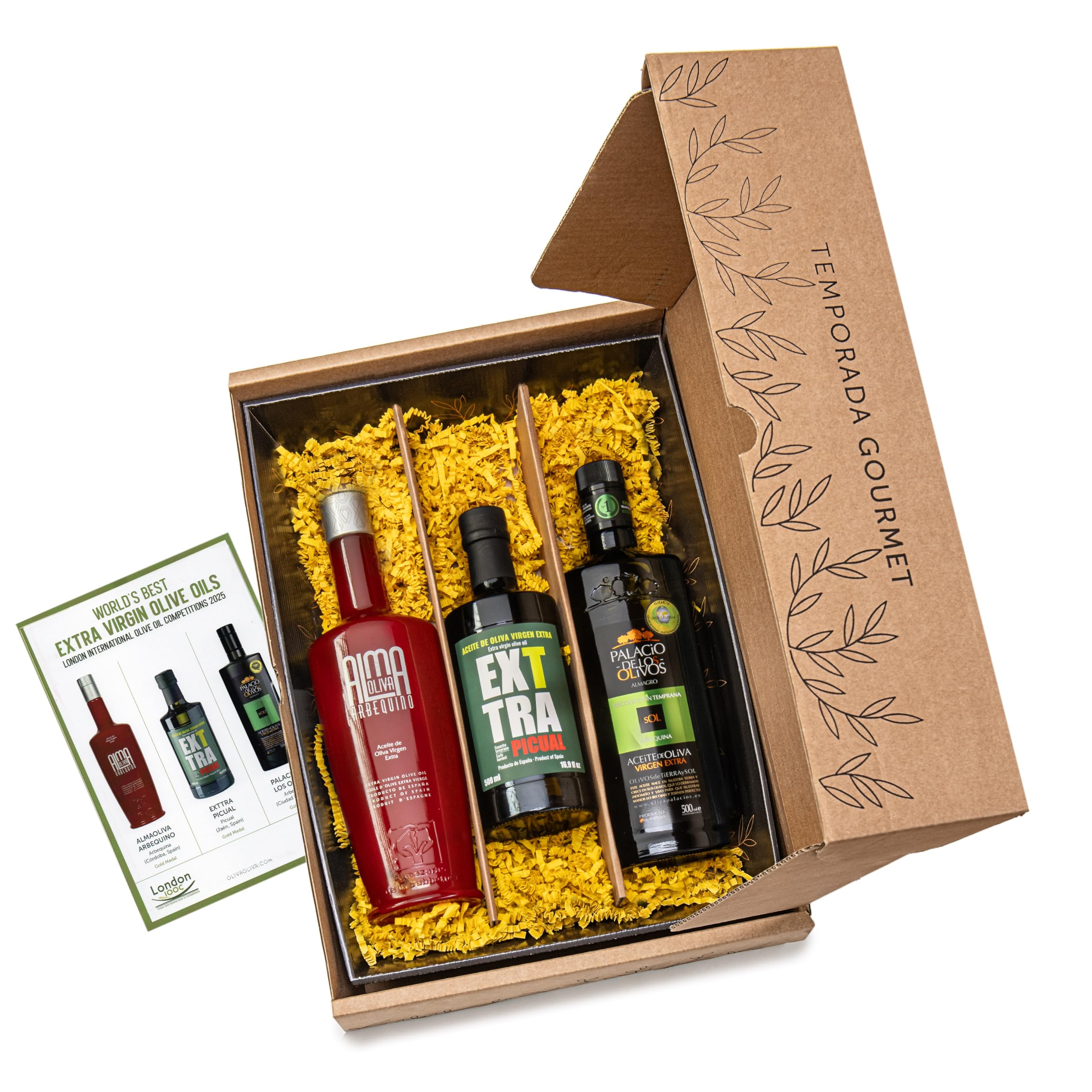Mejores Aceites Virgen Extra del Mundo London IOOC 2025 - Caja regalo 3x500 ml