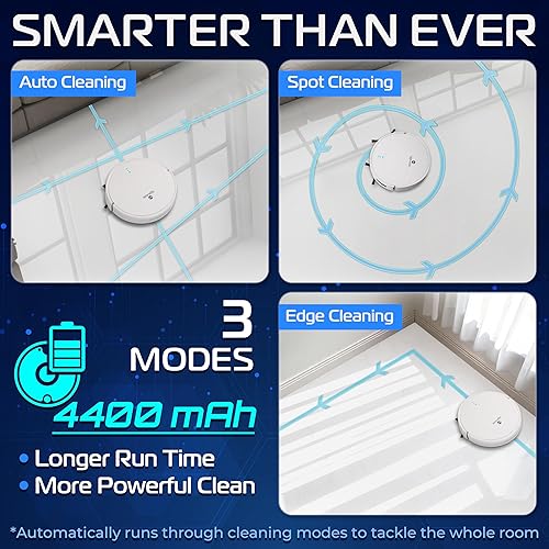 Miniatura 4 de SereneLife Robot inteligente aspirador y trapeador combinado, control de aplicación, 3 modos de limpieza, sensores anticaídas, carga automática,