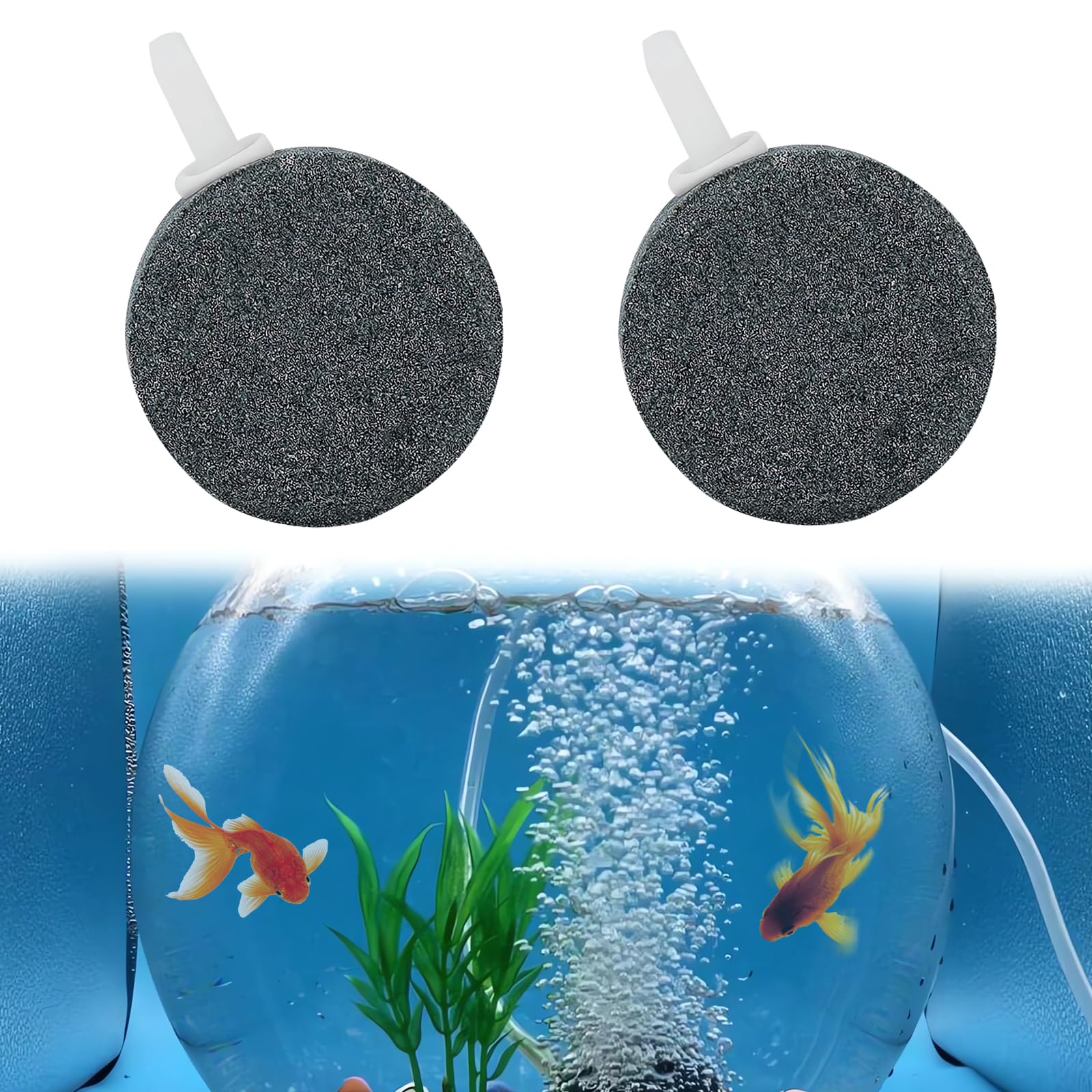 Confezione Da 2 Pietre Aeratrici Rotonde Per Acquario – Diffusore A Bolle In Sabbia Diamantata, Diametro 4 Cm, Per Ossigenazione
