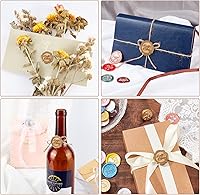 Vista 7 de CRASPIRE 60 calcomanías adhesivas de sello de cera de feliz cumpleaños, calcomanías autoadhesivas de sello de cera dorada vintage, calcomanías