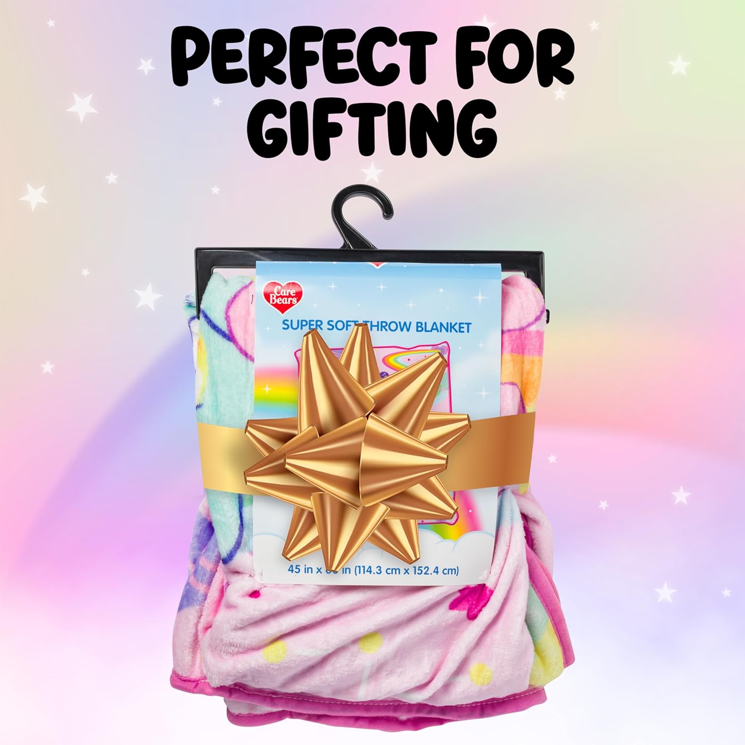 Silver Buffalo Care Bears Rainbow Cosmic Space Featuring Cheer Bear and Wish Bear 45" x 60" Fleece Throw, Soft and Cozy Blanket, 250 GSM - Image 9