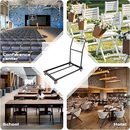 Miniatura 7 de Carrito de silla plegable, carrito grueso de alta resistencia con capacidad para hasta 1500 libras, sillas en forma de L para eventos de fiestas,