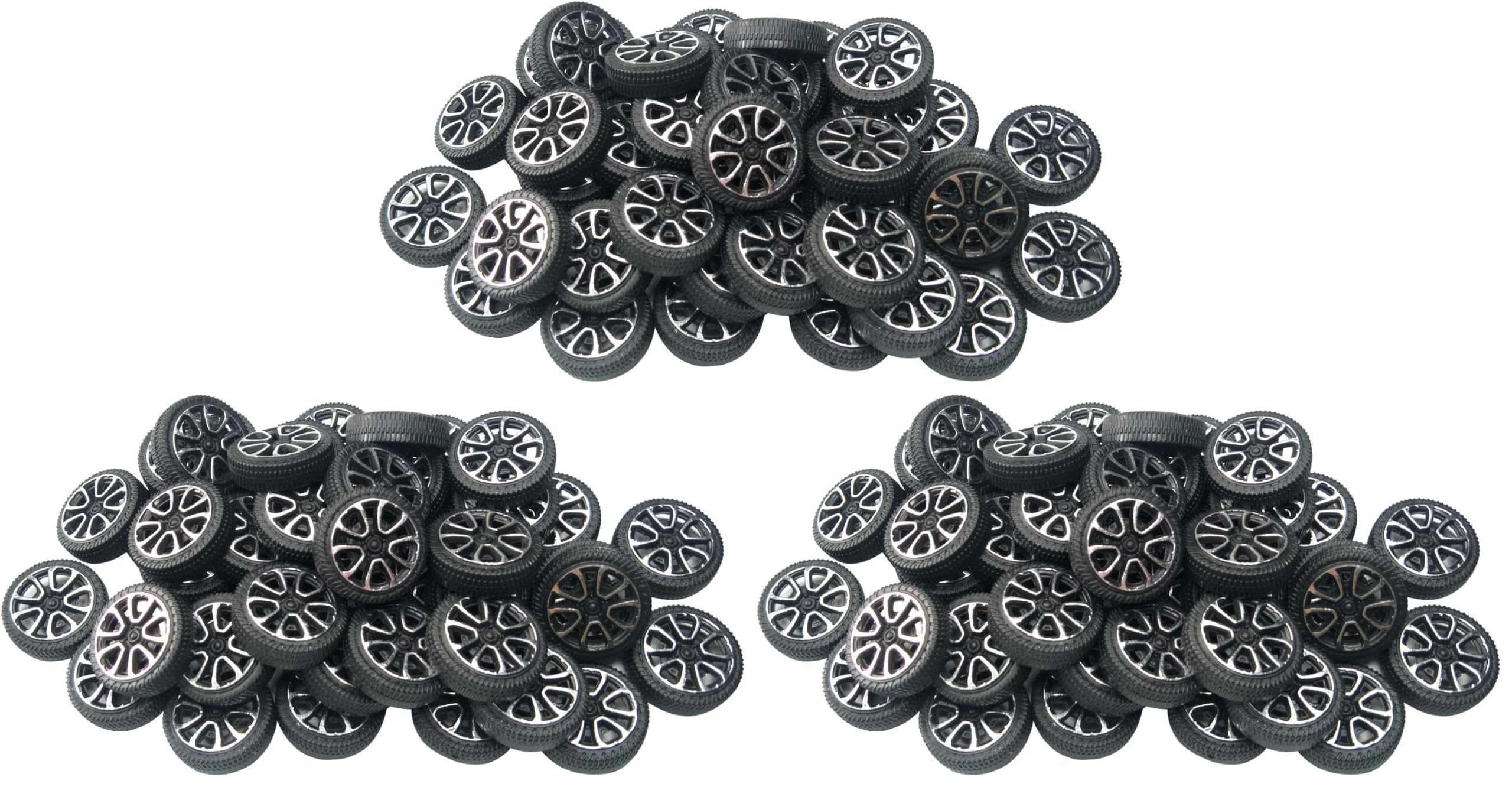 EUDAX 100pcs Plastic Roll 2mm Dia Shaft Car Truck Model Toys Wheel (30mmx9mm) (Pack of 3)