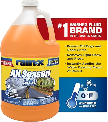 Rain-X All Season 0°F 2 en 1 - Líquido limpiador de parabrisas y removedor de insectos - 1 galón