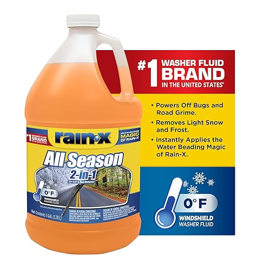 Rain-X All Season 0°F 2-in-1 De-Icer & Bug Remover Windshield Washer Fluid - 1 Gallon (Pack of 6)