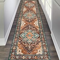 Vista 35 de Pauwer Alfombra de Pasillo 2x10, Alfombras Largas Lavables para Cocina, Alfombra de Área con Medallón Vintage de Granja, Alfombras Suaves