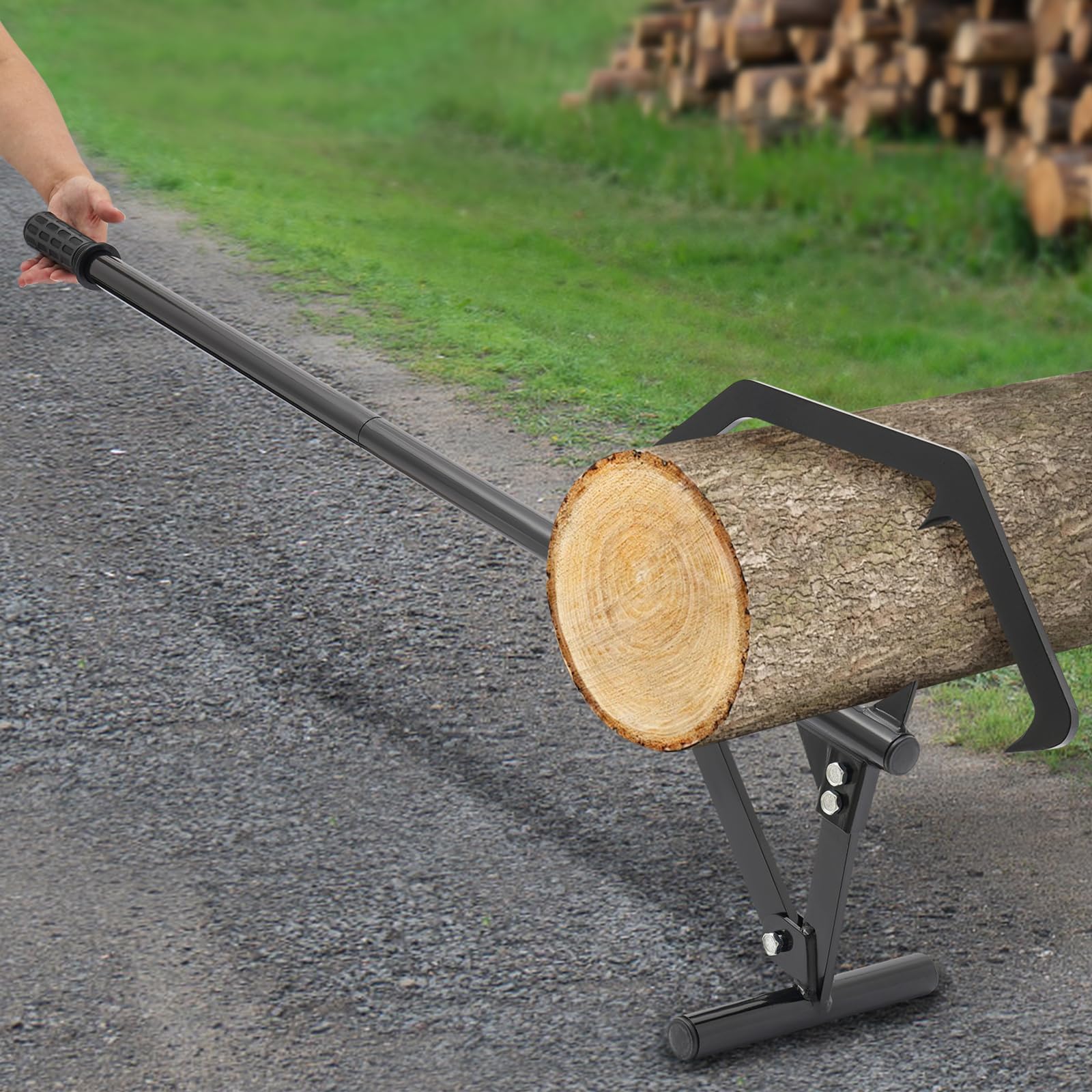 Podnośnik do cięcia 129 cm, drewniany podnośnik z regulowanym hakiem obrotowym i antypoślizgowym uchwytem, podnośnik do pnia ze stali, pomoc przy ścinaniu do prac leśnych i leśnych