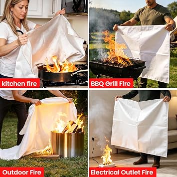 Fire Blanket for Home and Kitchen,40 x 40,2 Pack,Emergency Fire Blanket