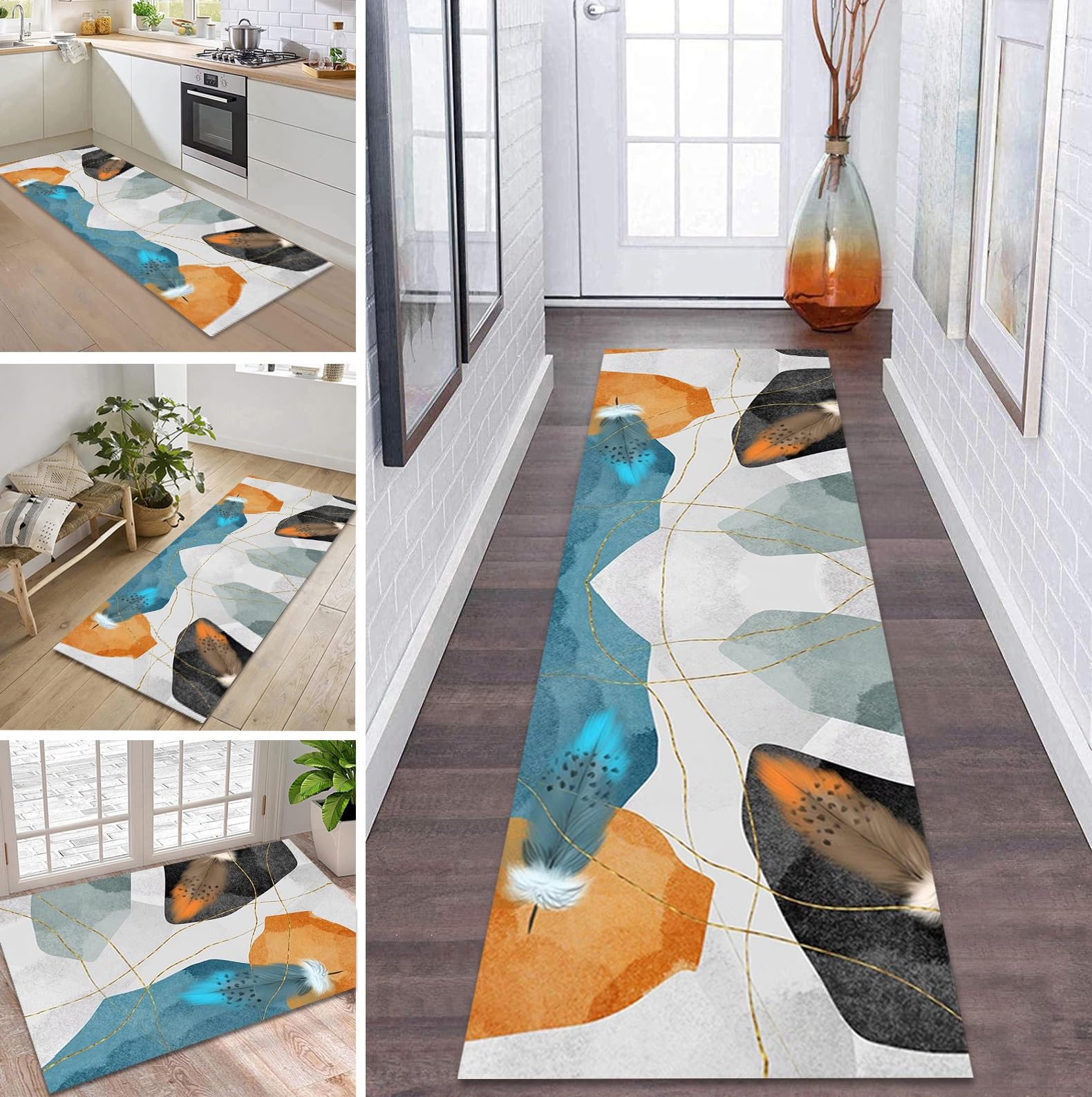 Tapis de couloir long lavable | Grand tapis de cuisine antidérapant 50x500