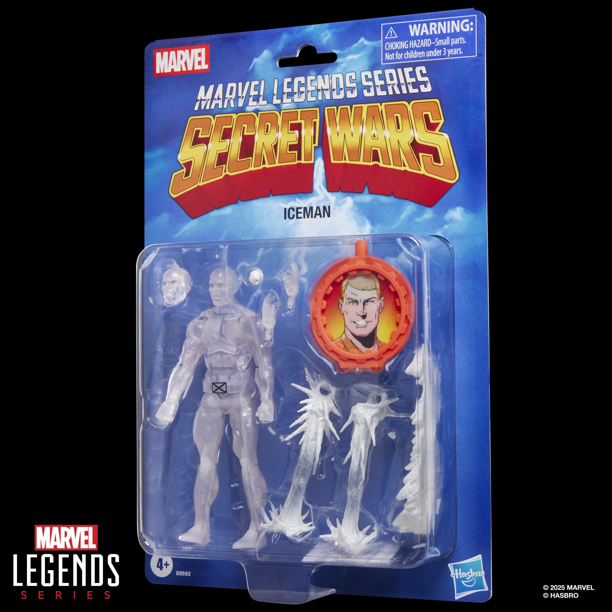 Iceman z komiksu ""Tajne wojny"" z serii Marvel Legends, 15-centymetrowa figurka kolekcjonerska z soczewkową tarczą z klasycznych komiksów X-Men Marvela