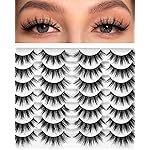 Losha Eyelashes Natural Look Faux Mink Lashes Pack Handmade Fluffy False Eyelashes 14 Pairs Cat Eye Lashes (54)