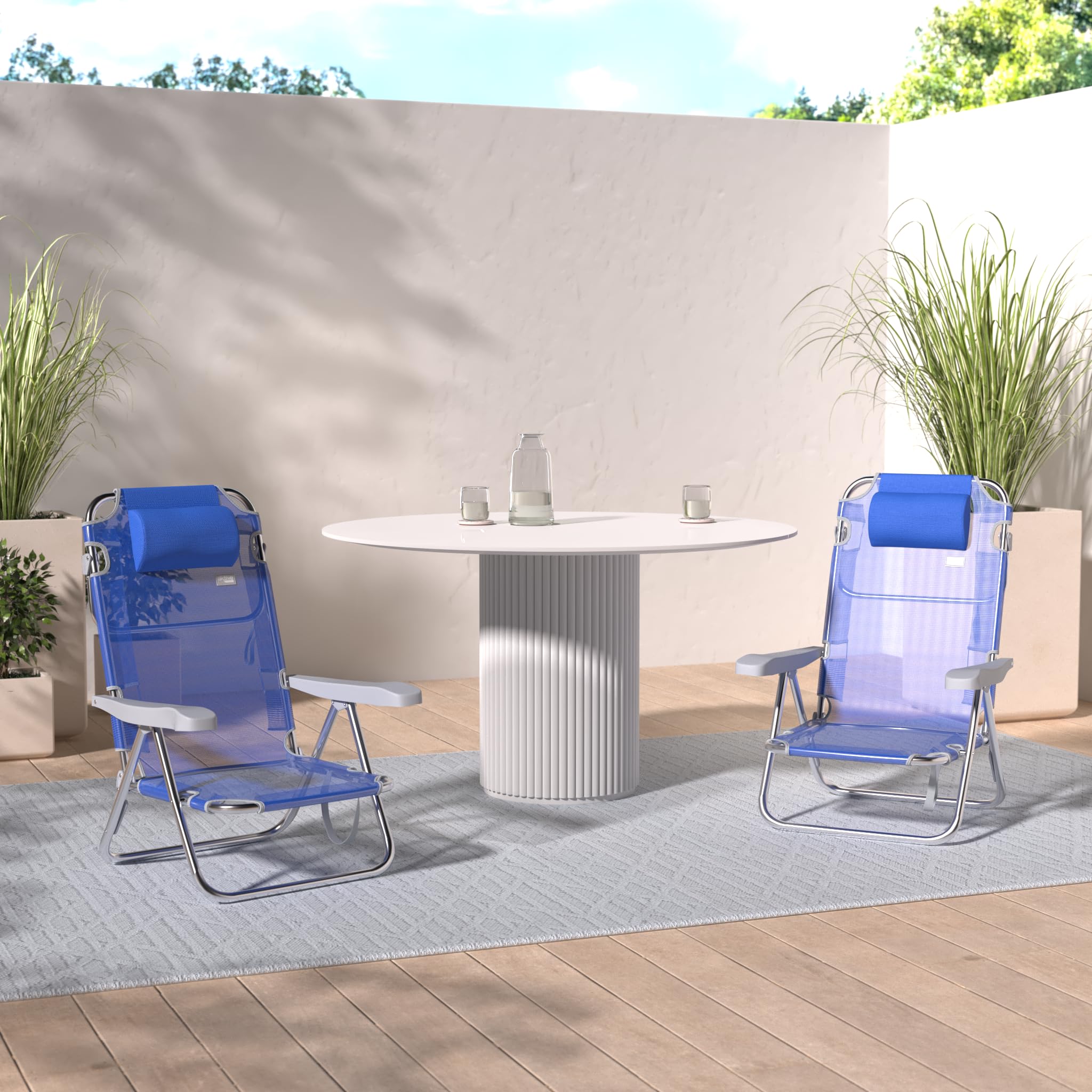 AKTIVE - Chaise Pliante, Multi-Position et en aluminium, Chaise de Plage Pliable, Mixte, 62608, Bleu Marine