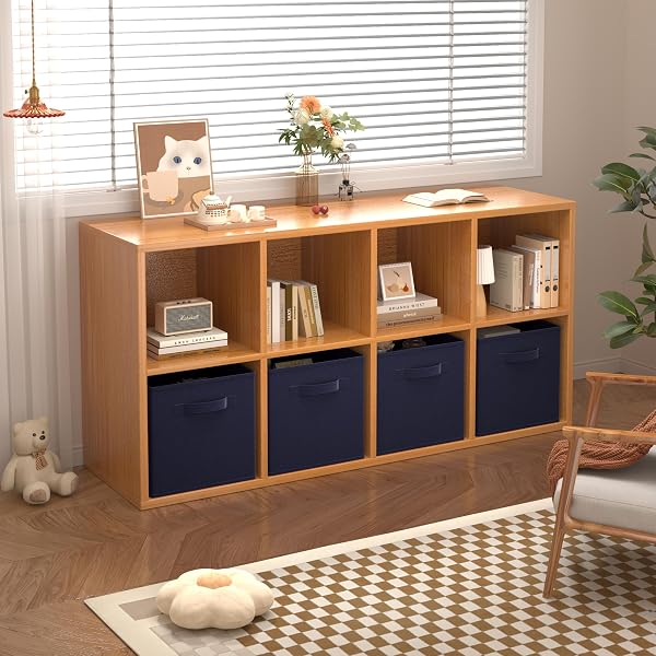 Foldable Storage Cubes Boxes Pack of 10 with Handle for Home Organization, Fabric Wardrobe Storage Box Organizer Basket Bins for Clothes Toys Towels, Collapsible&Durable Dark Blue 33x38x33cm - 4