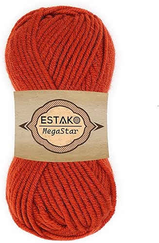 Miniatura 8 de Estako Megastar (paquete de 4 madejas) 75% acrílico 25% lana, suave, grueso y voluminoso peso #5 para ganchillo y tejer (4 x 3.52 onzas)  (4 x 120