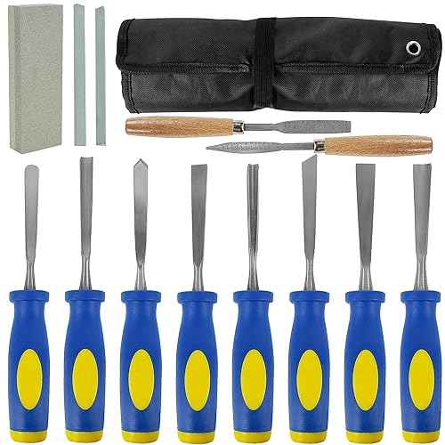 Lulu Home 13 PCS Wood Chisel with Canvas Bag, Wood