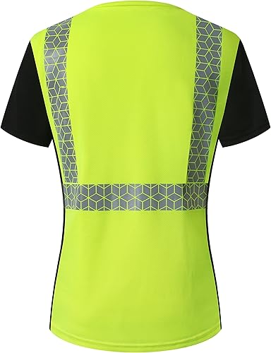 Miniatura 6 de Camiseta de seguridad para mujer, camiseta reflectante alta para mujer con patrón reflectante inusual, manga corta transpirable
