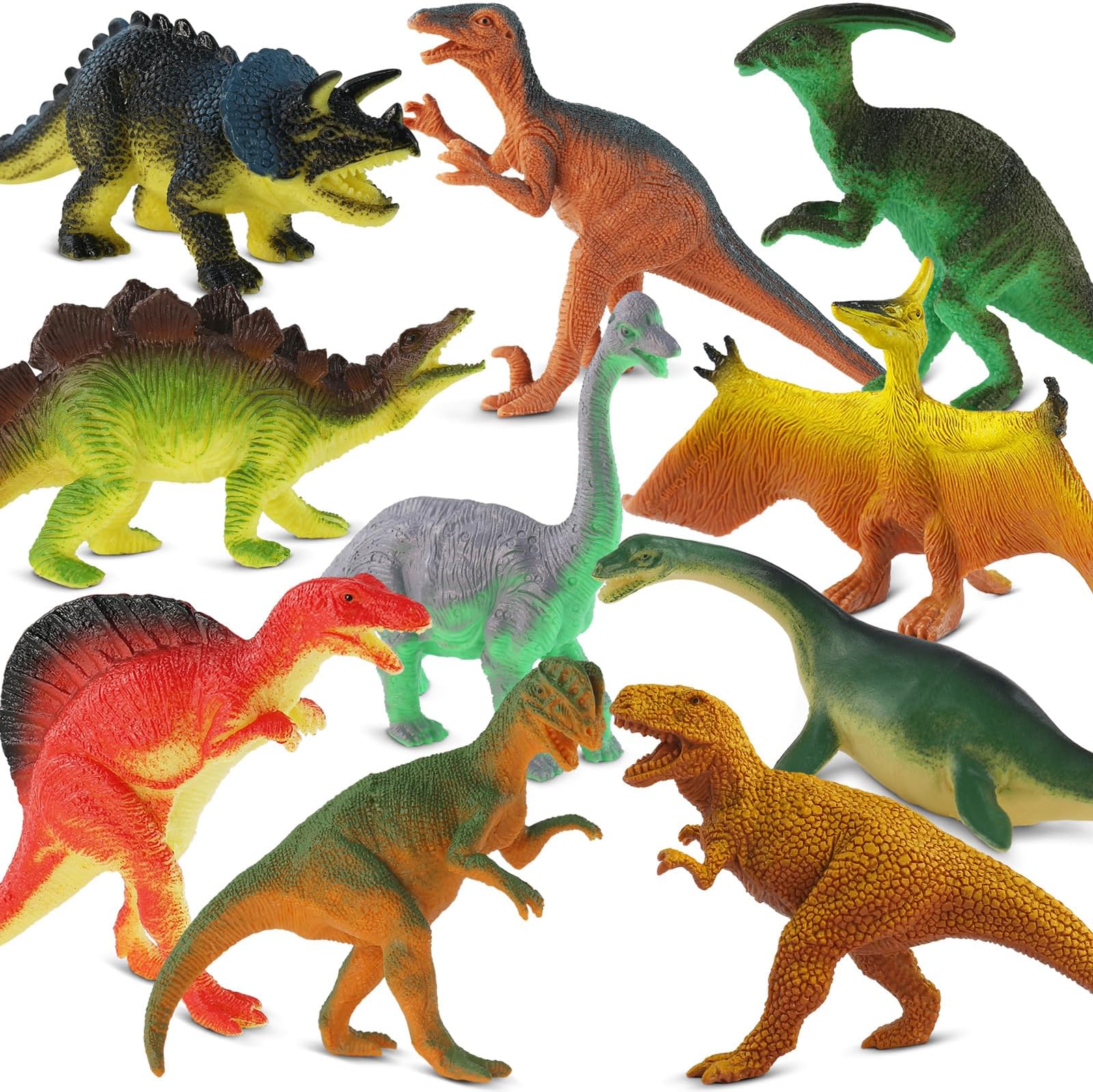 Zippytots Dinosaur Toys for Kids 3-5, 10 PCS Realistic Plastic Dinosaur Figure Toy Set Including T-Rex, Stegosaurus, Spinosaurus, Ideal Gift for Toddle
