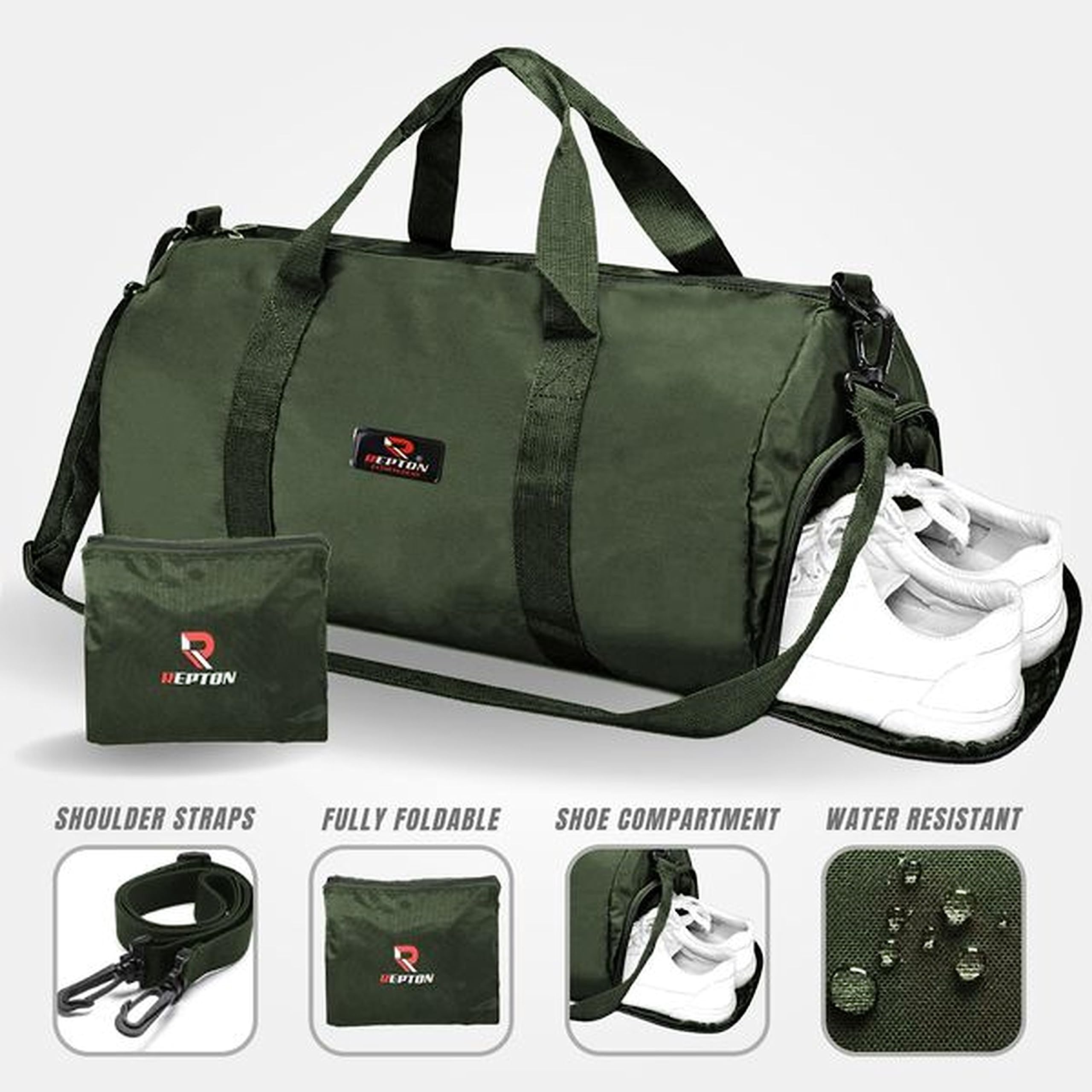 Gym Duffle Bag with Shoe Compartment Foldable Men Women Travel Fitness Holdall Sports Bags - Image 3