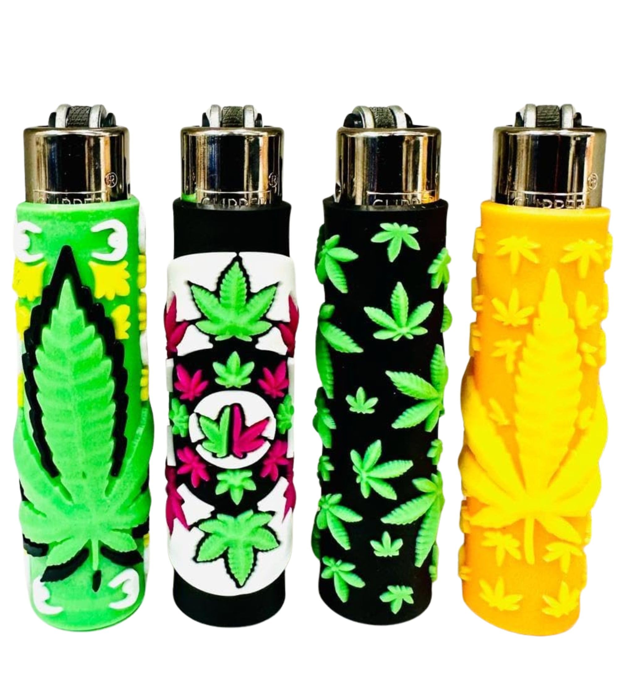 4 x Clipper Lighters Set, Clipper Lighter, Clipper Lighter Refillable Lighters Diffrent New Desing, clipper lighters standard size, 4 Pack Clipper Rubber Lighters, (No Fuel)