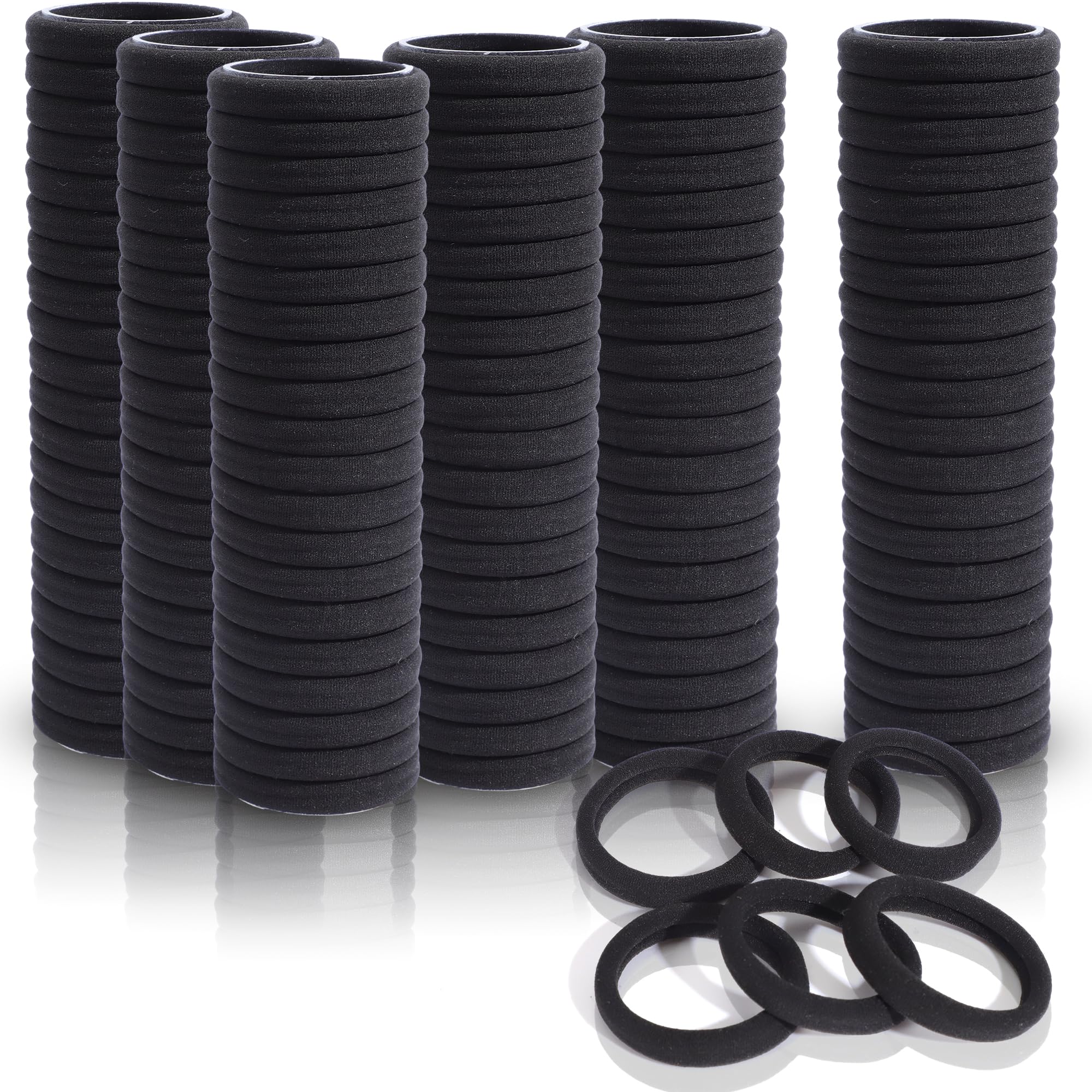 120PCS Black Hair Ties, Seamless Hair Ties No Damage Ponytail Holders pony tails hair ties Hair Band Elastics Hair Accessories for Women Girls (Black)