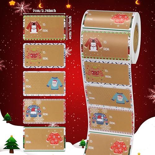 Vista 65 de Outus 500 etiquetas de Navidad, etiquetas autoadhesivas de regalo para regalos de Navidad, etiquetas de nombre de Navidad, etiquetas para papel