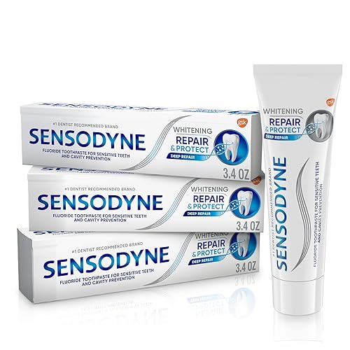 Sensodyne Repair  Protect - Pasta dental para la prevención de caries y el tratamiento de dientes sensibles 34 onzas paquete de 3
