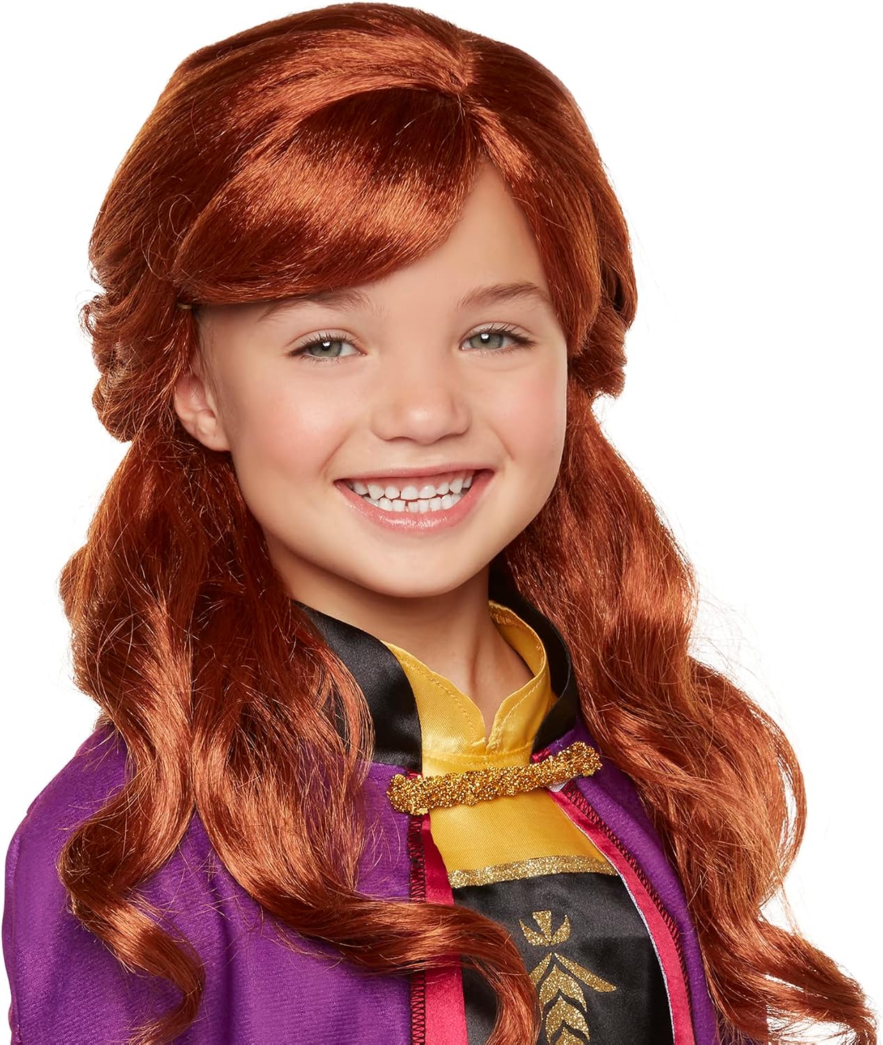 Disney Frozen 2 Anna Wig, 18" Long Flowing Red Hair with Braid Detail for Girls Costume, Dress Up or Halloween - for Ages 3+