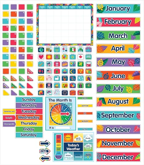 Carson Dellosa One World Calendar Bulletin Board Set, Monthly Wall ...