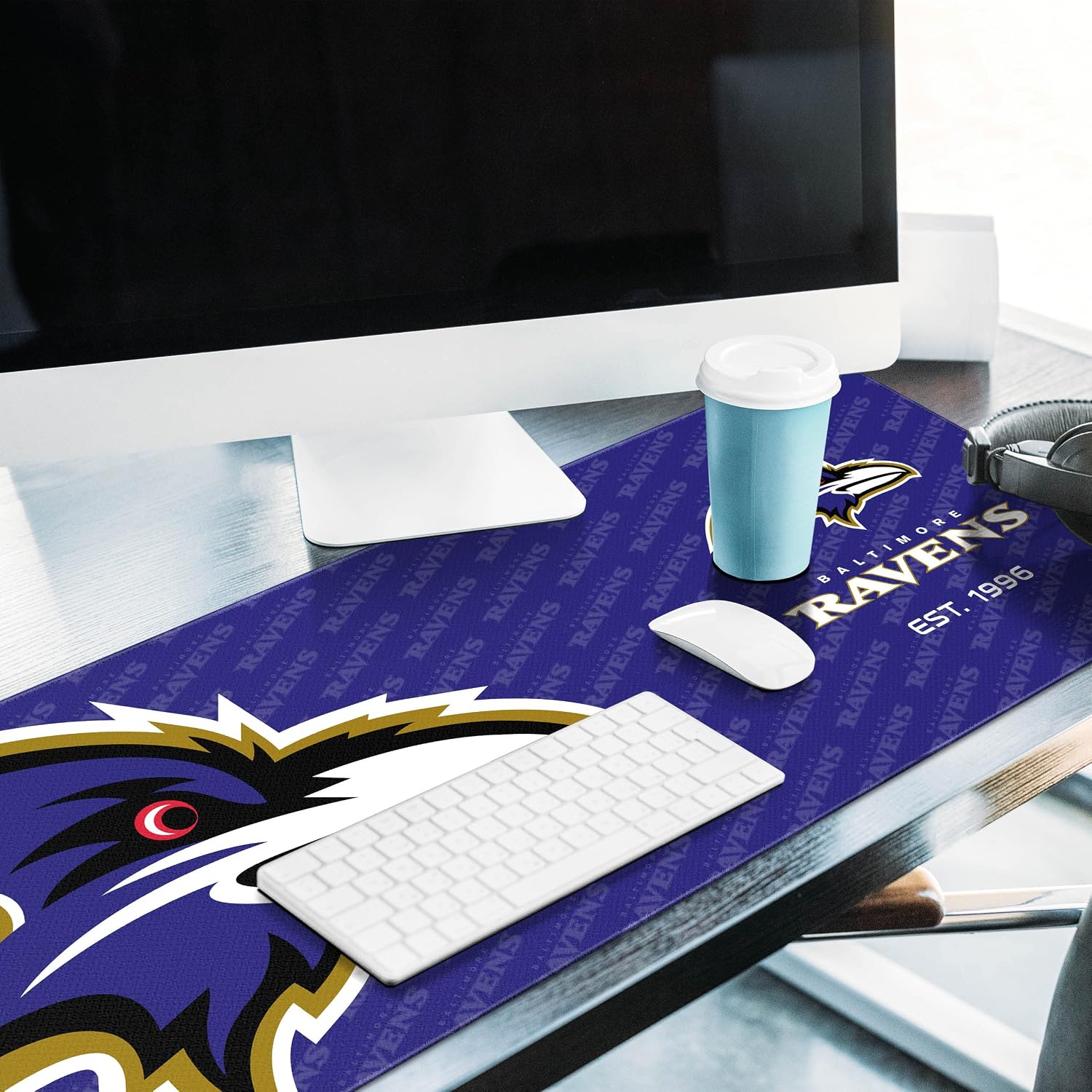 YouTheFan NFL Officially-Licensed Logo Series Desk Pad SMU - Water and Stain Resistant, Heavy-Duty Non-Slip Rubber Backing - fits Under Mouse, Computer and Keyboard