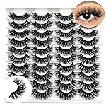 IFSOWDRA Mink Lashes Wispy Fluffy 16-18mm Long Volume False Eyelashes Faux Mink D Curl Dramatic Eyelashes Cat Eye Strip Lashes Pack