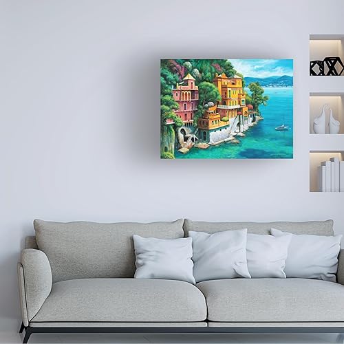 Miniatura 2 de Trademark Fine Art Lienzo decorativo para pared, diseño de John Zaccheo "Domina Beach Portofino Italy", arte de pared para sala de estar, dormitorio
