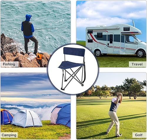 Miniatura 8 de REDCAMP Paquete de 2 sillas de campamento con trípode, plegables y ligeras, portátiles de 3 patas con respaldo, sillas pequeñas compactas para