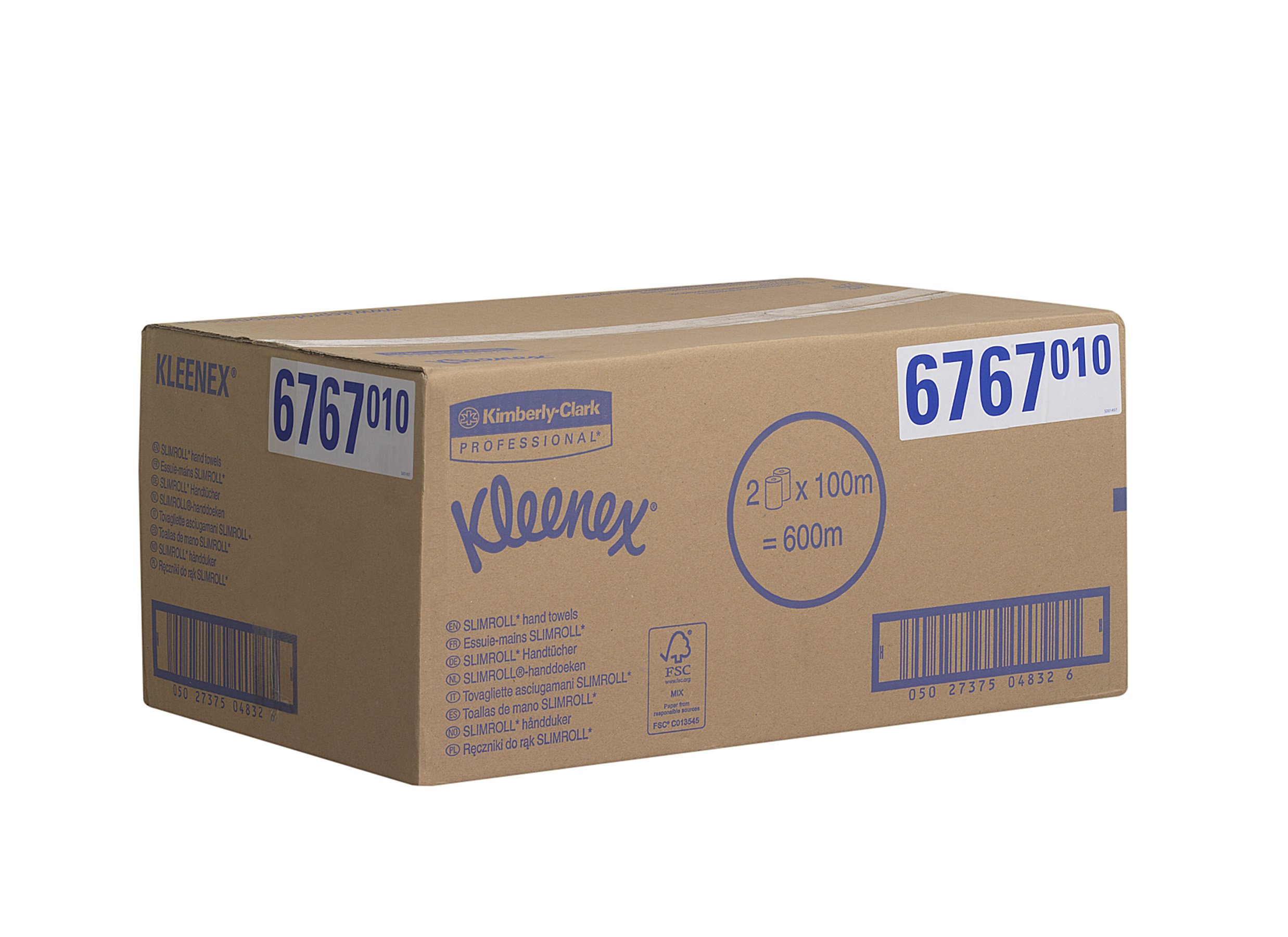 Ręczniki do rąk w rolce Kleenex Slimroll 6767 — 6 x 100 m białych, 1-warstwowych rolek