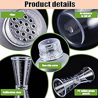Vista 3 de 8 Pcs Plastic Cocktail Shaker Set 6 Pcs 24 oz Drink Shaker 2 Pcs Double Measuring Jigger Clear Plastic Bottle Tea Drink Mixer Cocktail Measuring Cup