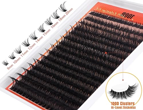 Miniatura 7 de Kit de extensión de pestañas gruesas, kit de extensión de pestañas esponjosas en racimo de pestañas individuales con unión de pestañas y sello de