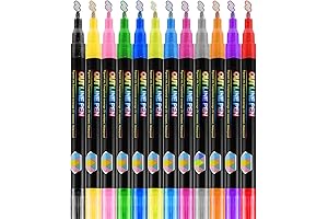 Metallic Outline Paint Markers, 12 Count, Acrylic Paint Pens