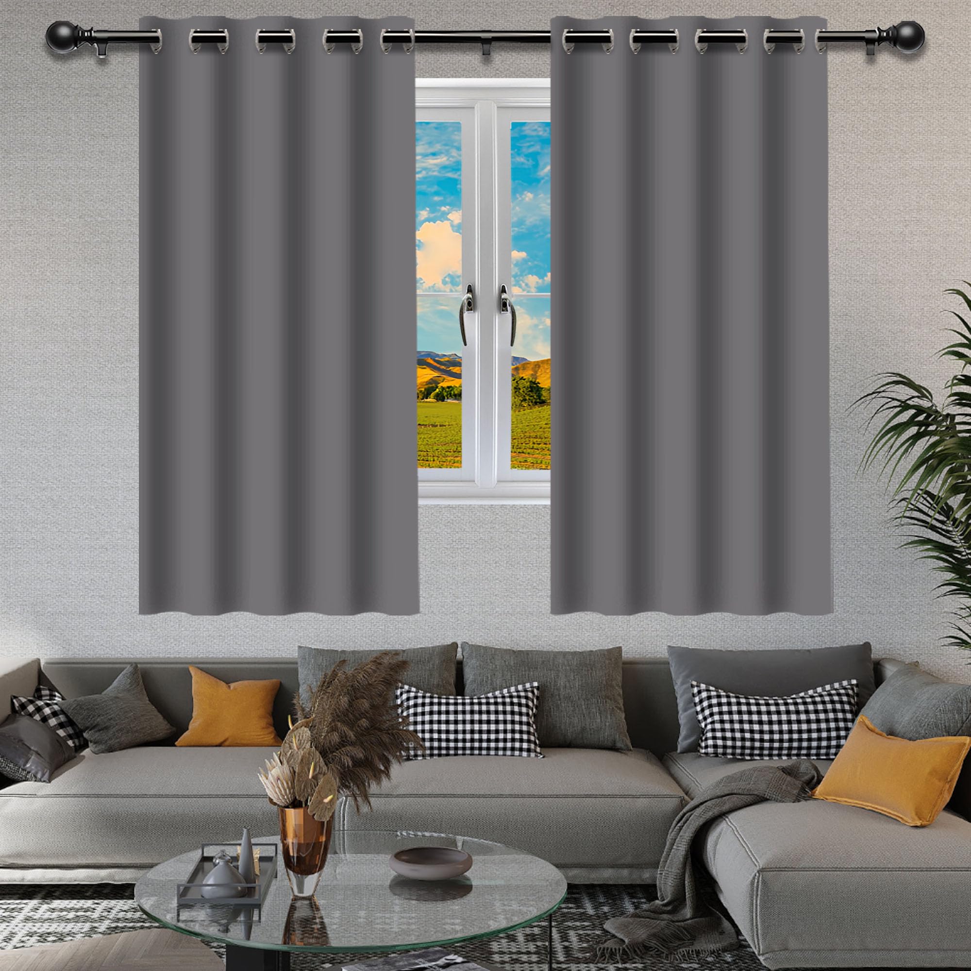 Rideaux occultants 270x305 cm gris clair isolant thermique thermique double drapé à oeillets