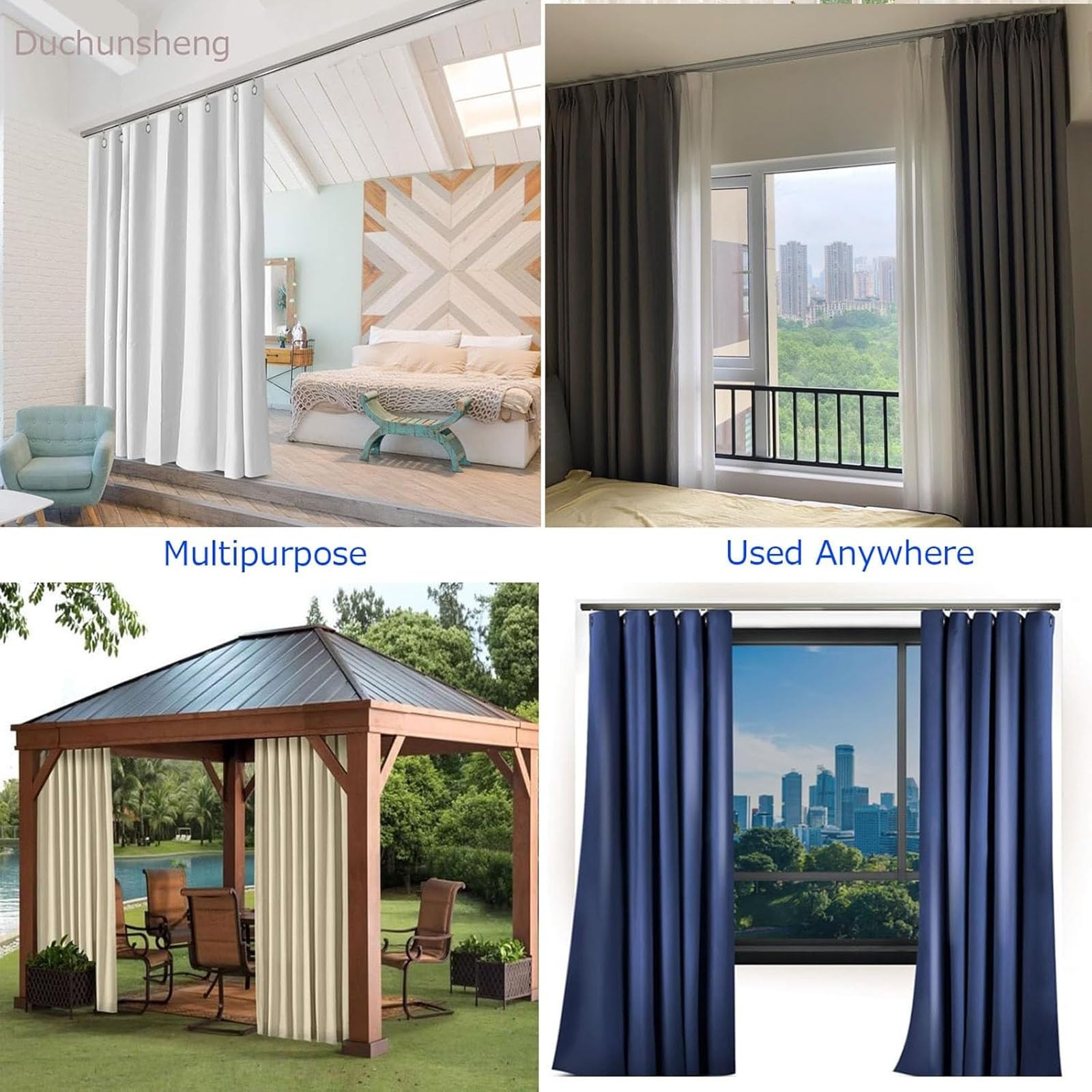 Aluminiowy system karniszy jednotorowych 150 cm, wstępnie nawiercony uchwyt ścienny/sufitowy z haczykami, metaliczny rozdzielacz do zasłon i zasłon