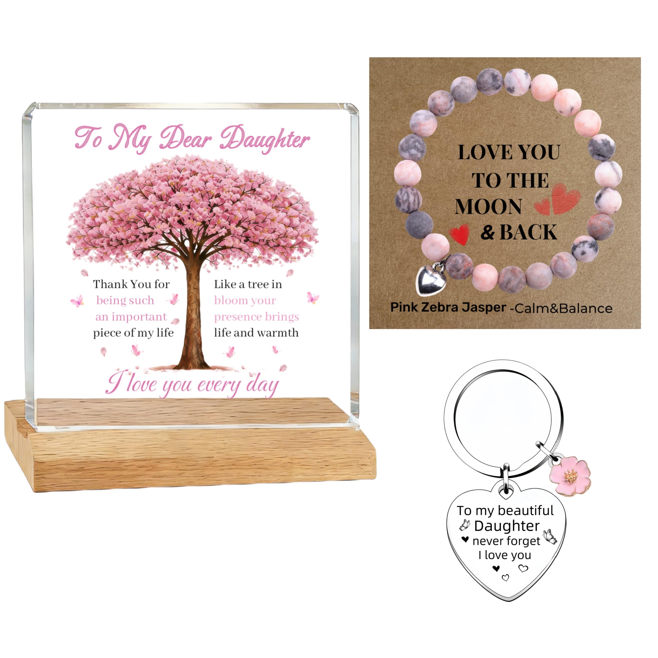 Meaningful Gifts for Daughters Adult - Daughter Birthday Gifts Plaque & Wrist Jewelry Set - Daughter Gift from Mum and Dad - Unique Gift for Daughter Keepsake - Best Daughter Present
